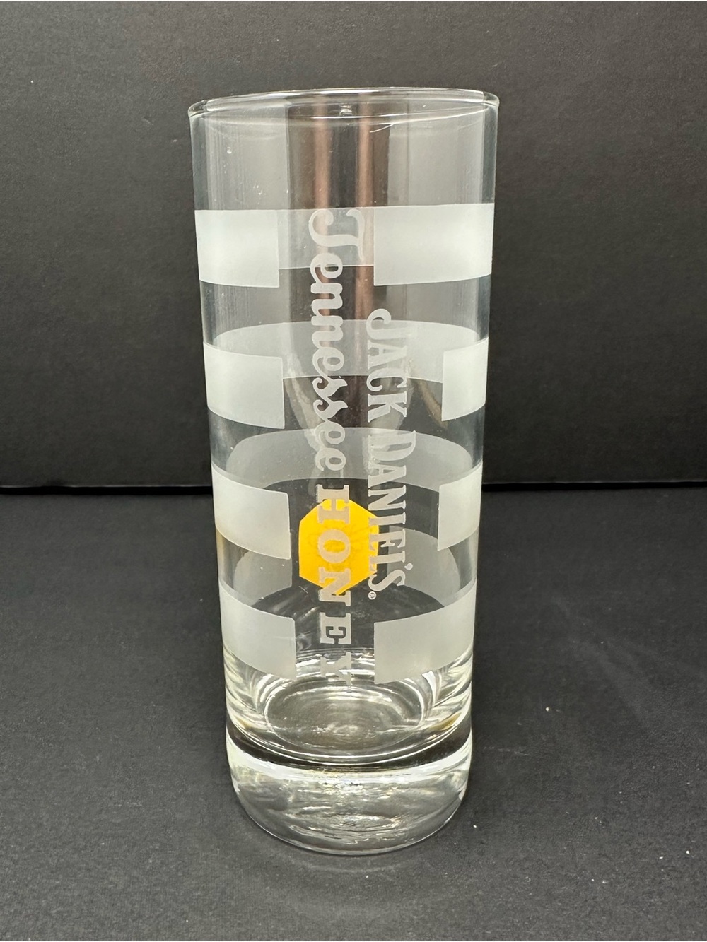 Jack Daniels Tennessee Honey Whiskey Highball Glass Bee Honeycomb Frosted Stripe